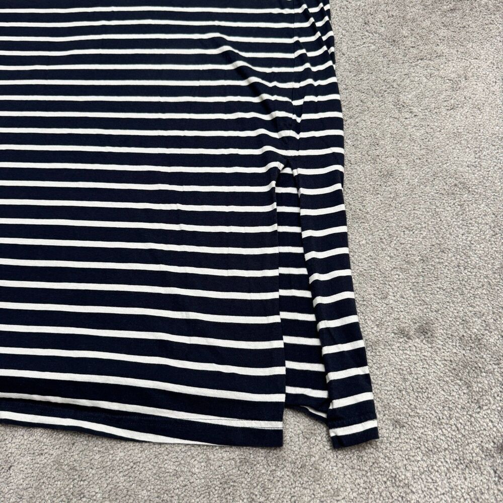 Pact Tank Maxi Dress Women XL Navy Blue White Striped Organic Cotton Side Slit - Picture 5 of 16